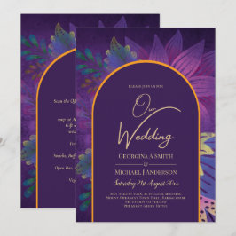 Invitación LeahG Plum Purple Gold JEWEL TONES Wedding INVITE