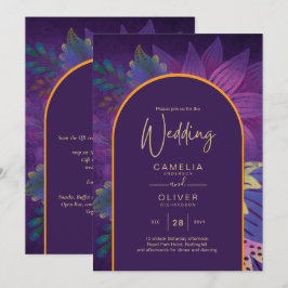 Invitación LeahG Plum Purple Gold JEWEL TONES Wedding INVITE