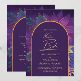 Invitación LeahG Plum Purple Gold JEWEL TONES Wedding INVITE