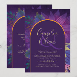 Invitación LeahG Plum Purple Gold JEWEL TONES Wedding INVITE