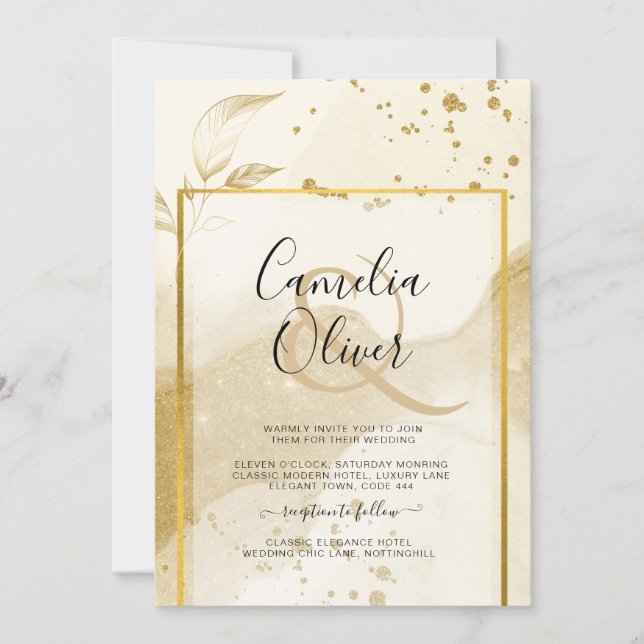 Invitación LeahG Resumen del BODA de Perla Dorada de Alcohol  (Anverso)