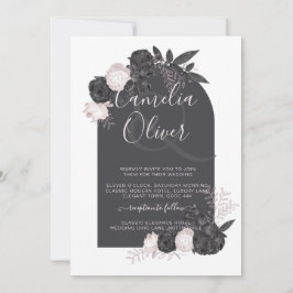 Invitación LeahG Roses rosados grises boda de invierno otoño
