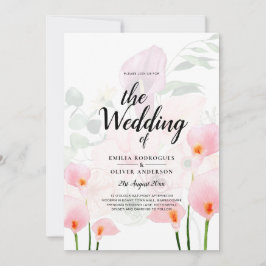 Invitación LeahG Rubor Pink Calla Lily Wedding Invita a la fl