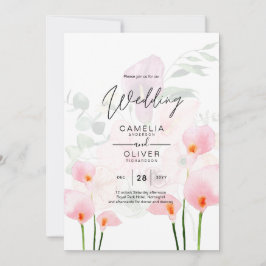 Invitación LeahG Rubor Pink Calla Lily Wedding Invita a la fl