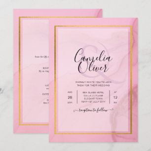 Invitación LeahG Rubor Pink Gold INK Ombre Wedding INVITE