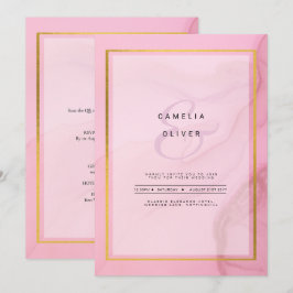 Invitación LeahG Rubor Pink Gold INK Ombre Wedding INVITE