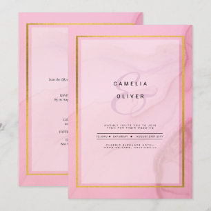Invitación LeahG Rubor Pink Gold INK Ombre Wedding INVITE