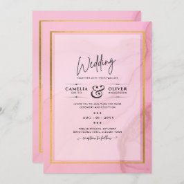 Invitación LeahG Rubor Pink Gold INK Ombre Wedding INVITE