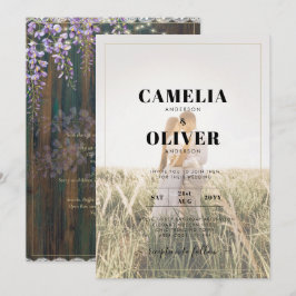 Invitación LeahG Rustic WISTERIA Lace Floral Wedding INVITE