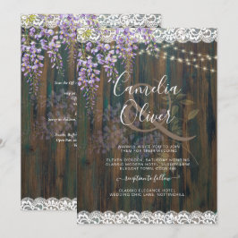 Invitación LeahG Rustic WISTERIA Lace Floral Wedding INVITE