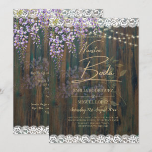 Invitación LeahG Rustic WISTERIA Lace Floral Wedding INVITE