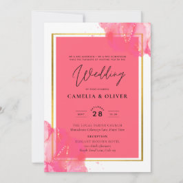 Invitación LeahG Salmon PINK DOLOR BODA Alcohol Tinta