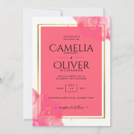 Invitación LeahG Salmon PINK DOLOR BODA Alcohol Tinta