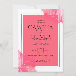 Invitación LeahG Salmon PINK DOLOR BODA Alcohol Tinta