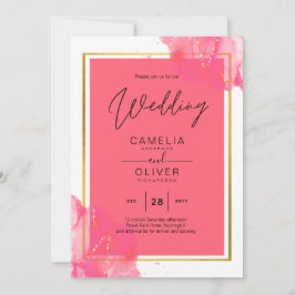 Invitación LeahG Salmon PINK DOLOR BODA Alcohol Tinta