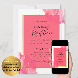Invitación LeahG Salmón ROSA ORO BODA Tinta Alcoholica