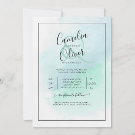 Invitación LeahG Sea Glass Turquoise Verde azulado Blue Weddi