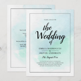 Invitación LeahG Sea Glass Turquoise Verde azulado Blue Weddi