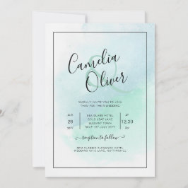 Invitación LeahG Sea Glass Turquoise Verde azulado Blue Weddi