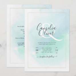Invitación LeahG Sea Glass Turquoise Verde azulado Blue Weddi