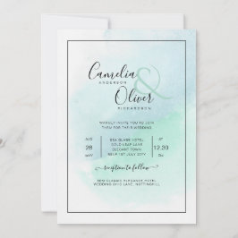 Invitación LeahG Sea Glass Turquoise Verde azulado Blue Weddi