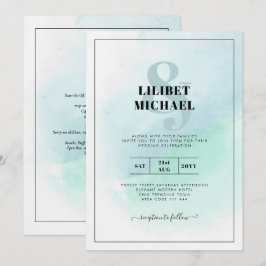Invitación LeahG Sea Glass Turquoise Verde azulado Blue Weddi
