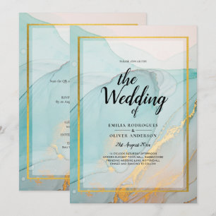 Invitación LeahG Sea Glass Verde azulado Gold INVITE