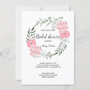Invitación Lealtad floral delgada, peonías rosadas