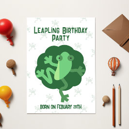 Invitación Leap Birthday 29 de febrero Rana moderna