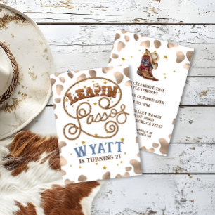 Invitación Leapin' Lassos Cowboy Rodeo Western Birday Party