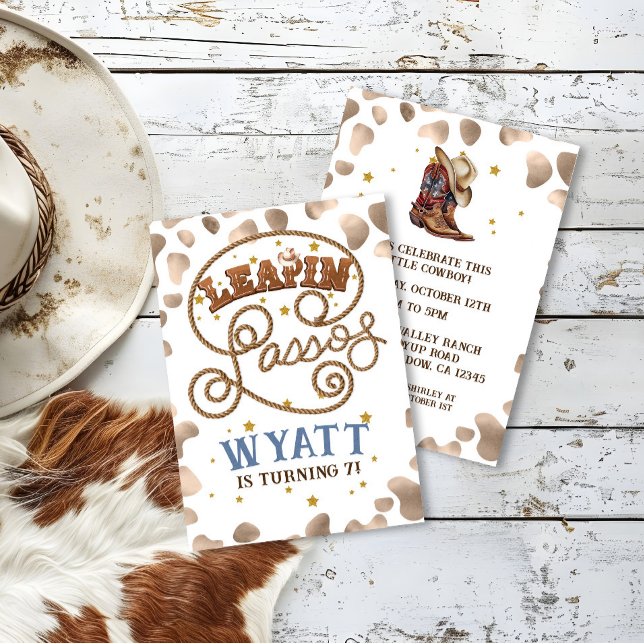Invitación Leapin' Lassos Cowboy Rodeo Western Birday Party (Subido por el creador)