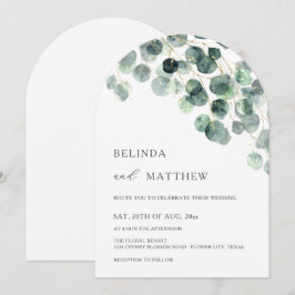 Invitación Leaves Greenery Watercolor Flowers Modern Arch