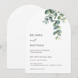 Invitación Leaves Greenery Watercolor Flowers Modern Arch