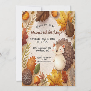 Invitación Leaves otoñales editables y cumpleaños de edgehog