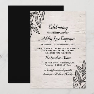 Invitación Leaves y pájaros - Conmemoración de la vida