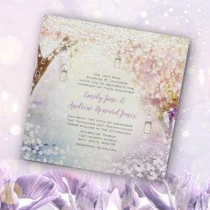 Invitación Leche azul púrpura rosa ilumina Boho Forest Boda