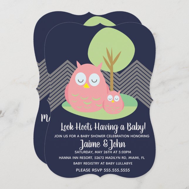 Invitación Leche Baby Shower de búho moderno (Anverso / Reverso)