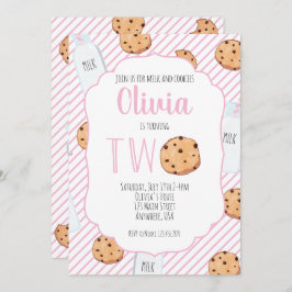 Invitación Leche chica y galletas rosadas segundo cumpleaños