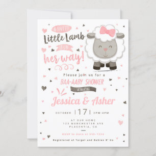 Invitación Leche de cordero pequeña niña ducha