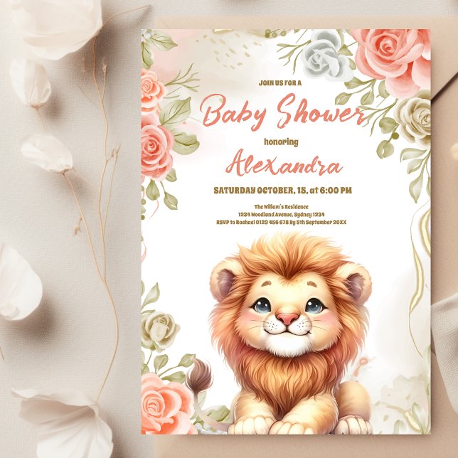 Invitación Leche de león de Woodland Safari Baby Animales (Subido por el creador)