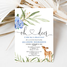 Invitación Leche de venado azul floral de madera niño de bebé