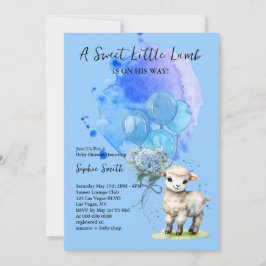 Invitación Leche dulce de cordero Baby Shower Azul Hidrangea