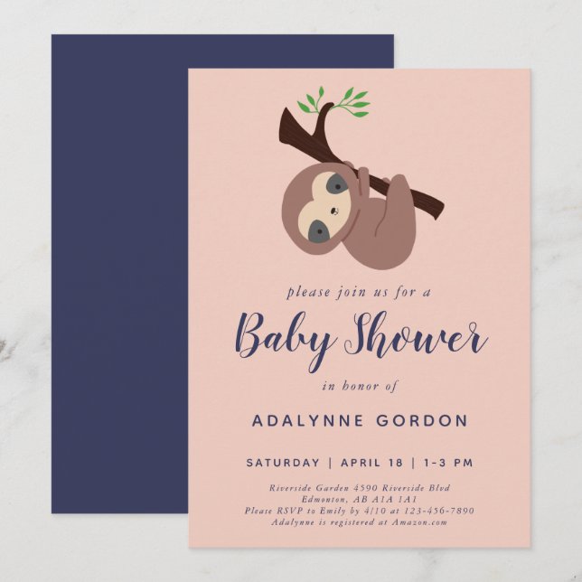 Invitación Leche fina Baby Shower Pink Purple Adorable Animal (Anverso / Reverso)