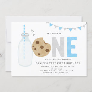 Invitación Leche minimalista y cookies Primer cumpleaños