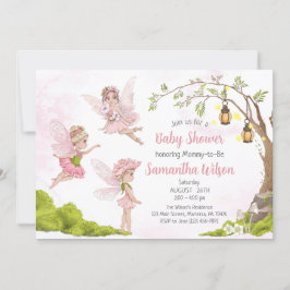 Invitación Leche rosa Baby Shower Floral Fairy Shower