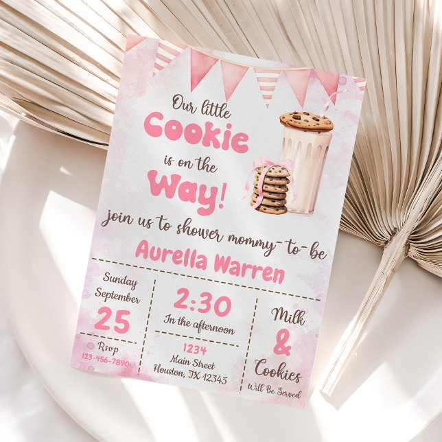 Invitación Leche Y Cookies Niña Ducha Fiesta (Subido por el creador)