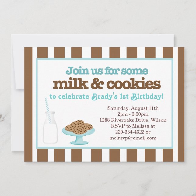 Invitación Leche y fiesta de las galletas (aguamarina/Brown) (Anverso)