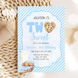 Invitación Leche y galletas azules Dos dulces Fiestas de segu