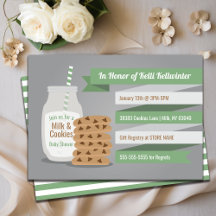 Leche y galletas Baby Shower franja verde moderna
