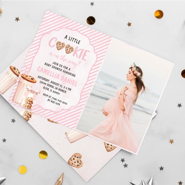 Invitación Leche y galletas bebé rosada Fiesta ducha (Subido por el creador)